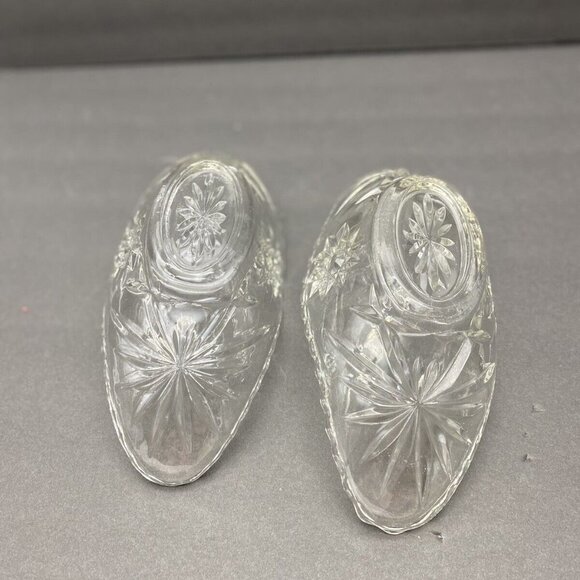 Cut Glass Candy Nut Dish Star Of David Pinwheel Sawtooth Edges Vtg Set Of 2 - Picture 10 of 12